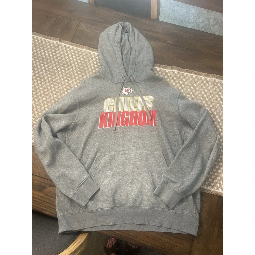 Nike NFL Kansas City Chiefs Kingdom Size XL Local Pullover Hoodie Grey EEUC‎